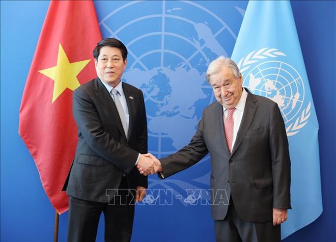 Politburo member and President Luong Cuong met with United Nations Secretary-General Antonio Guterres on September 22, 2025 at the United Nations Headquarters (New York, USA). Photo: VNA