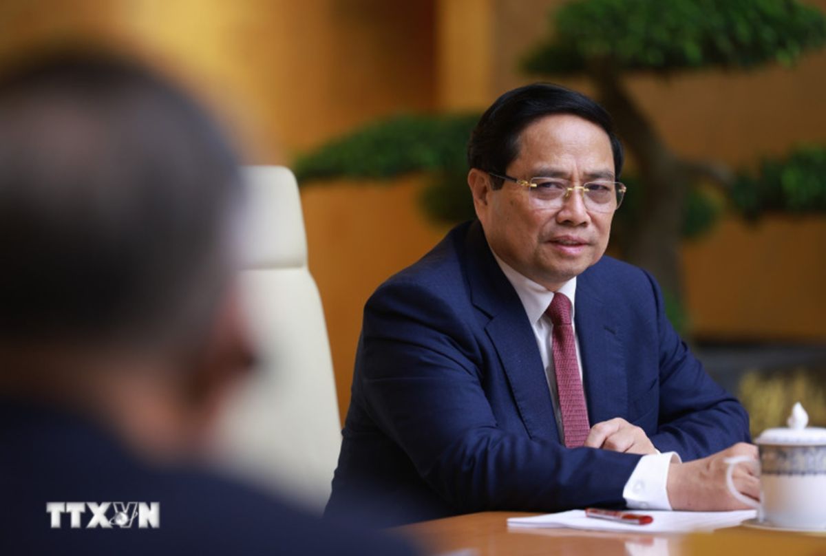 Thu tuong Chinh phu Pham Minh Chinh phat bieu. Anh: TTXVN