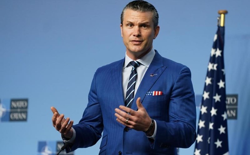 US Secretary of Defense Pete Hegseth spoke at a press conference in Brussels, Belgium, on February 13, 2025. Photo: Xinhua
