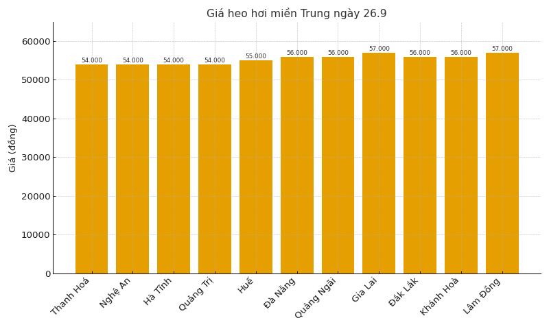 Gia heo hoi hom nay 26.9 tai mien Trung. Do hoa: Thuy Linh