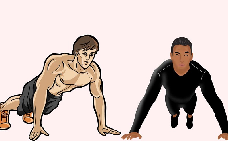 Proper push-ups not only train your hands and chest but also help tone your abs effectively. Graphics: Ha May