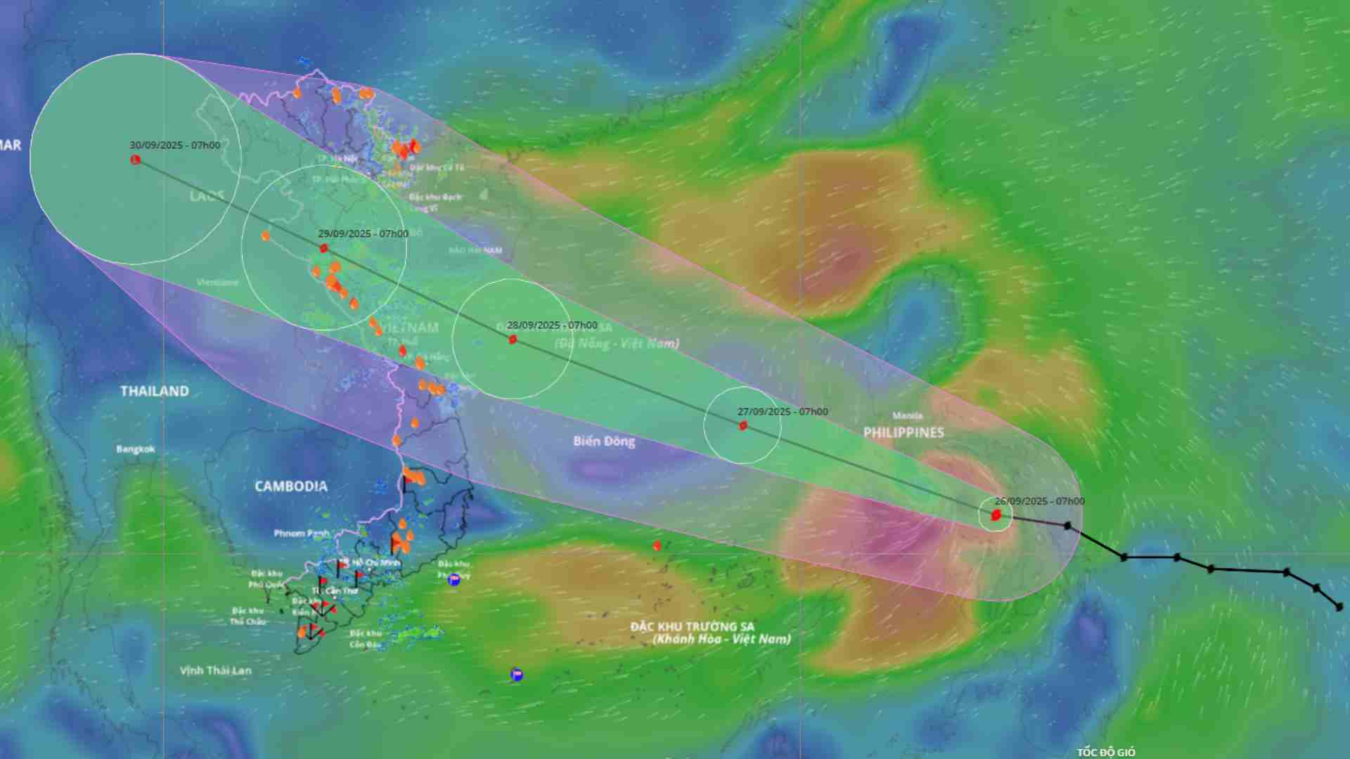 Updated location and path of storm Bualoi at 2:00 p.m. on September 26. Source: Vietnam Disaster Monitoring System