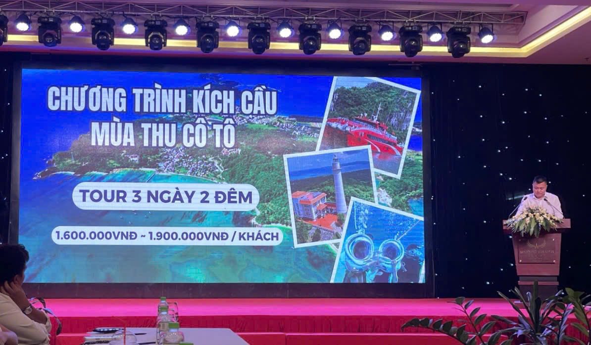 Hoi Du lich Dac khu Co To cong bo goi kich cau voi muc gia tu 1,7-1,9 trieu/khach cho tour du lich 3 ngay 2 dem, ap dung tu 25/8 den  31/12/2025, cho doan tu 20 khach tro len. Goi kich  cau bao gom: ve tau cao toc 2 chieu, 5 bua an  chinh, khach san luu tru tieu chuan 2 den 3 sao  hoac homestay cao cap, xe dien tham qua