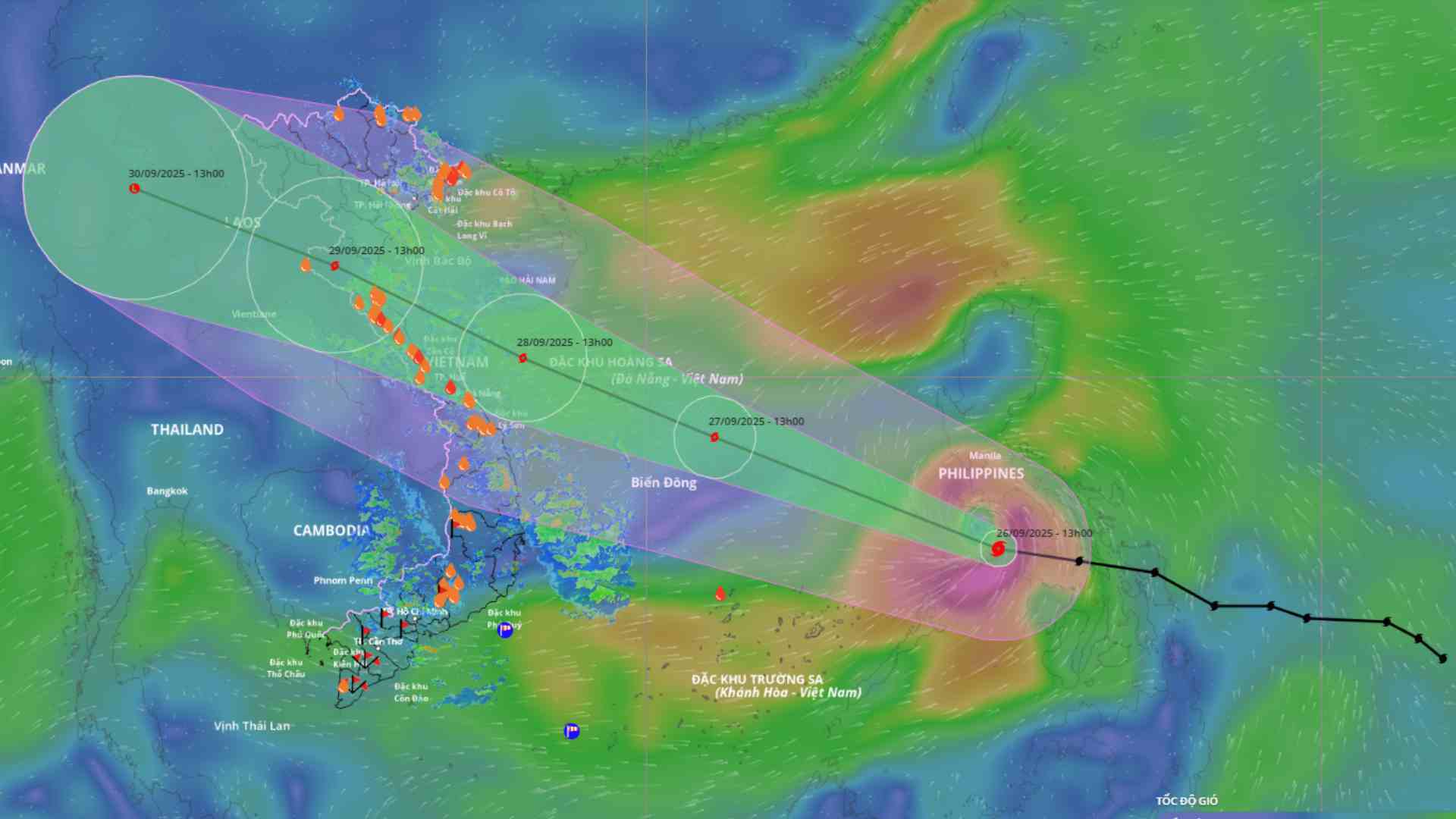 Updated location and path of storm Bualoi at 3:30 p.m. on September 26. Source: Vietnam Disaster Monitoring System