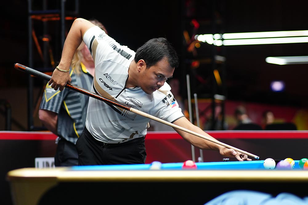 Đương kim vô địch Carlo Biado thẳng tiến vào bán kết Giải vô địch thế giới 10 bi nam 2025 (Predator WPA Men’s 10-Ball World Championship). Ảnh: Anh Tú