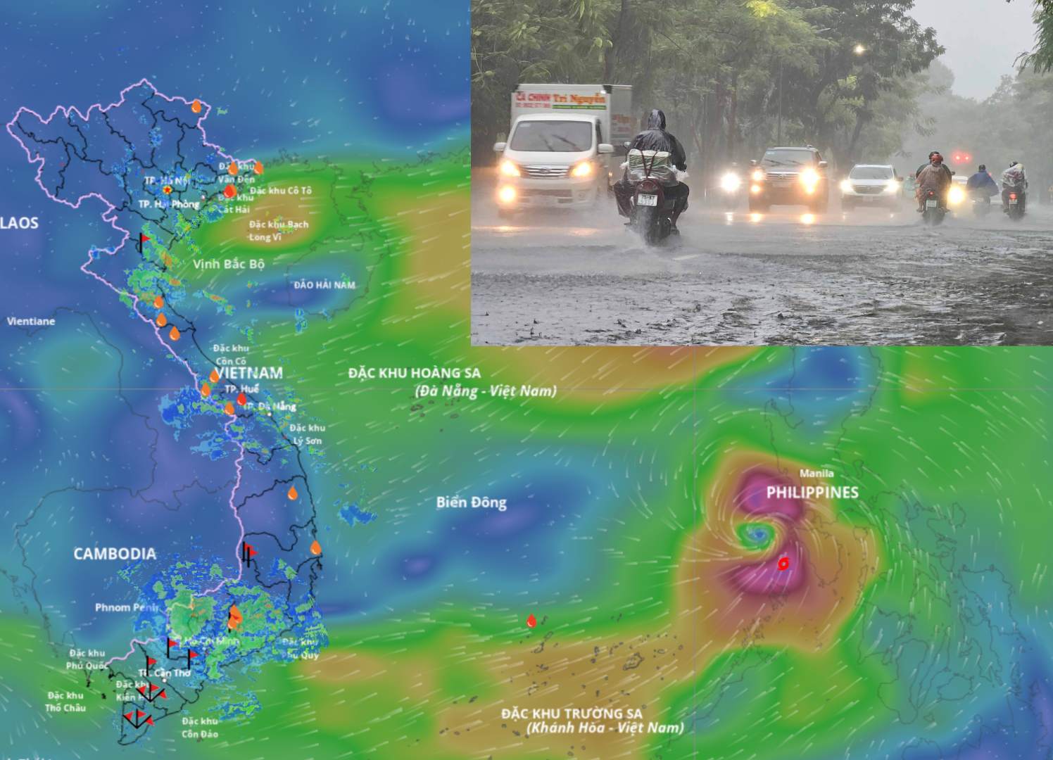 Storm No. 10 Bualoi is forecast to cause heavy rain in the North and North Central regions from September 28. Source of the storm location at 8:00 p.m. on September 26: Vietnam Disaster Monitoring System