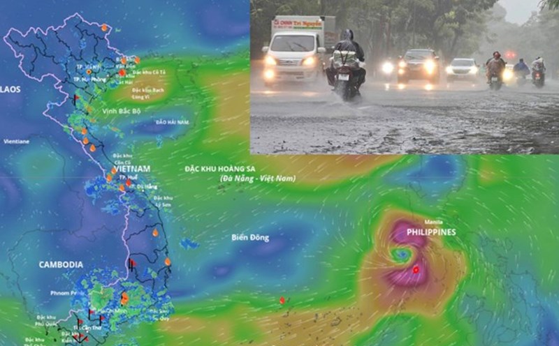 Storm No. 10 Bualoi is forecast to cause heavy rain in the North and North Central regions from September 28. Source of the storm location at 8:00 p.m. on September 26: Vietnam Disaster Monitoring System