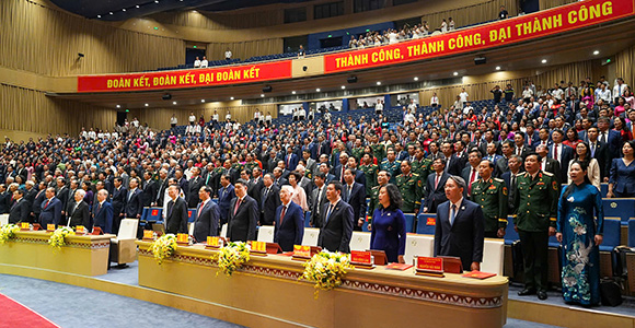 Dai hoi Dang bo Hai Phong nhiem ky 2025 - 2030 don nhieu khach moi la lanh dao Dang, Nha nuoc, Bo nganh Trung uong va tinh ban. Anh: Cong TTDT Hai Phong