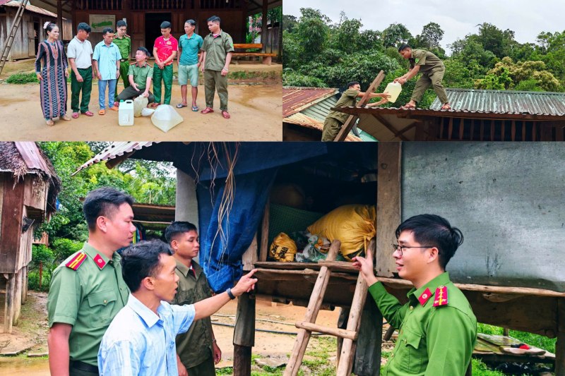 Luc luong chuc nang xa A Vuong, Da Nang ho tro nhan dan chen, chong nha cua, kho tang. Anh: Truong An