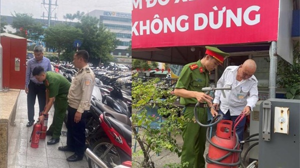 Phường Hoàn Kiếm siết chặt phòng cháy tại các điểm trông giữ xe. Ảnh: An Thuỳ