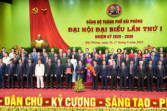 Ban chap hanh Dang bo TP Hai Phong nhiem ky 2025 - 2030. Anh: Cong TTDT Hai Phong