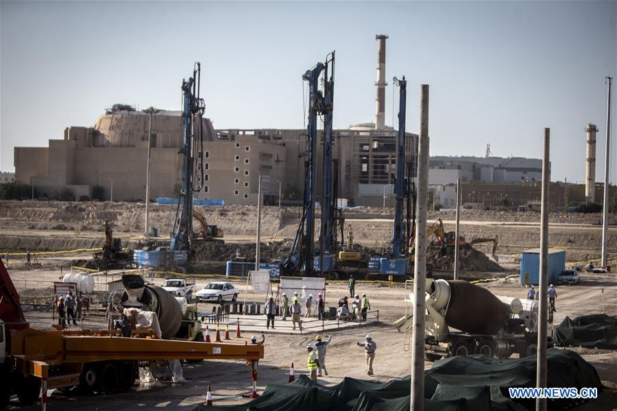Cong truong xay dung giai doan hai nha may dien hat nhan Bushehr cua Iran, ngay 10.11.2019. Anh: Xinhua
