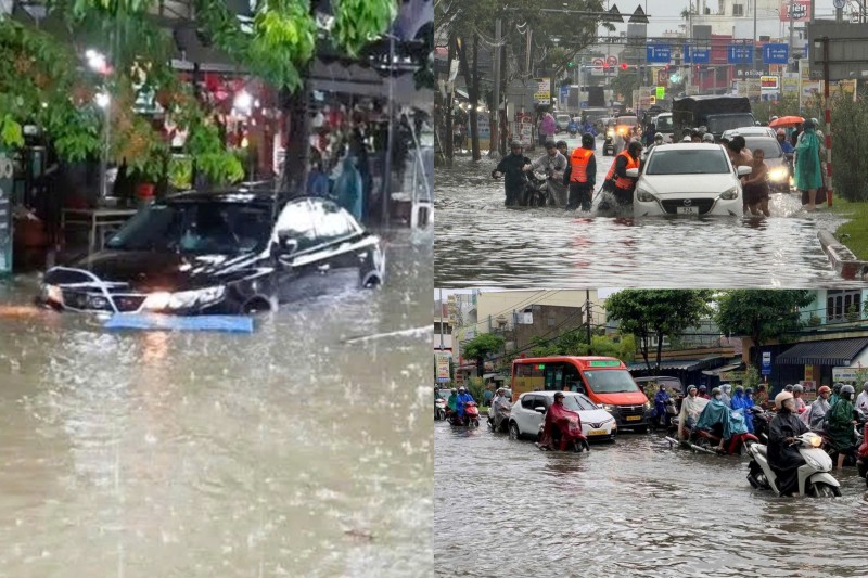Nhieu khu vuc trung tam trung thap cua Da Nang bi ngap sau do mua lon tu ngay 27.9. Anh: Truong An