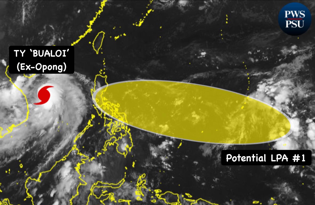 After storm No. 10 Bualoi ( Opong), the new low pressure area is likely to strengthen into storm Paolo. Photo: Philippine Weather System/Pacific Storm Update