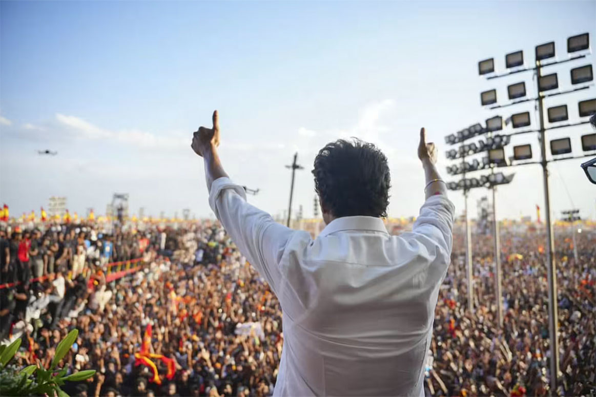 Mr. Tamil Vijay spoke at another rally in Marudai (India) on September 25. Photo: Tamilaga Vettri Kazhagam Party (TVK)