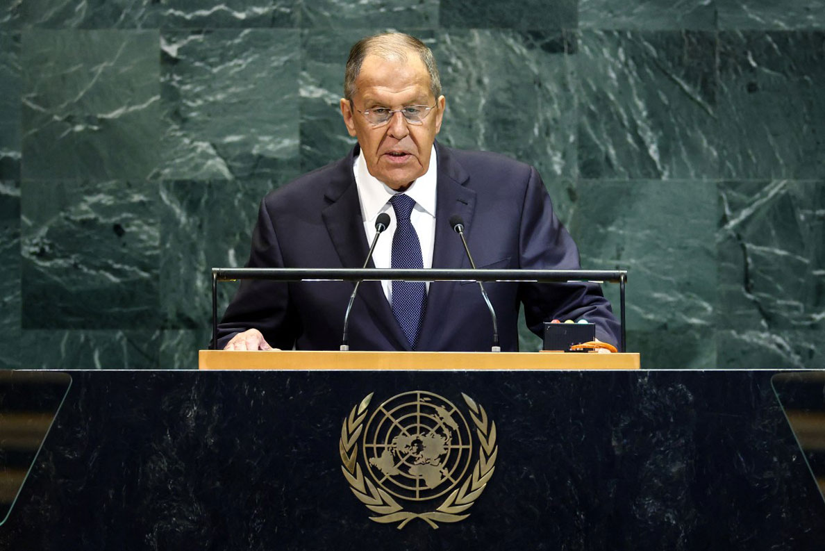 Ngoai truong Nga Sergei lavrov phat bieu tai Dai hoi dong Lien Hop Quoc ngay 27.9. Anh: AFP