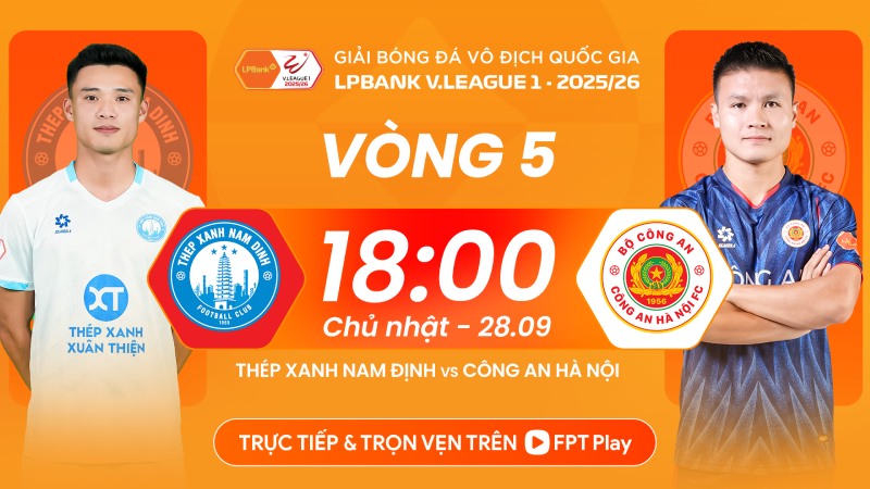 Nam Dinh meets Hanoi Police in round 5 of V.League. Photo: FPT Play