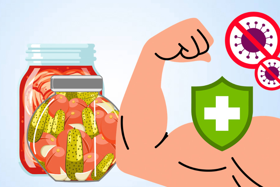 Thực phẩm lên men giúp tăng cường khả năng miễn dịch. Đồ họa: Thiện Nhân