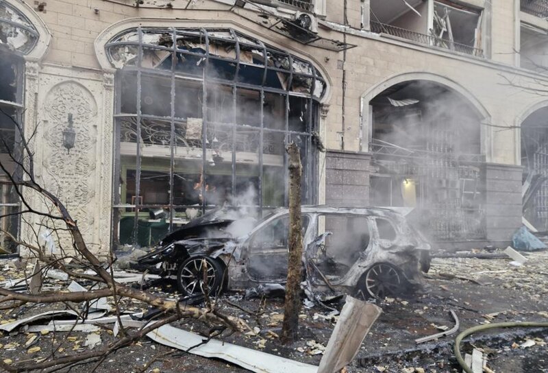 La capitale ukrainienne apres une attaque russe. Photo : Xinhua