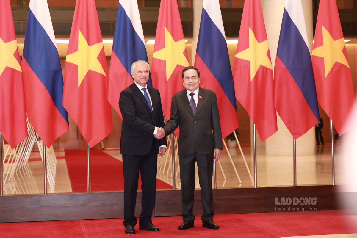 Chu tich Quoc hoi Tran Thanh Man va Chu tich Duma Quoc gia Nga Vyacheslav Volodin. Anh: Hai Nguyen