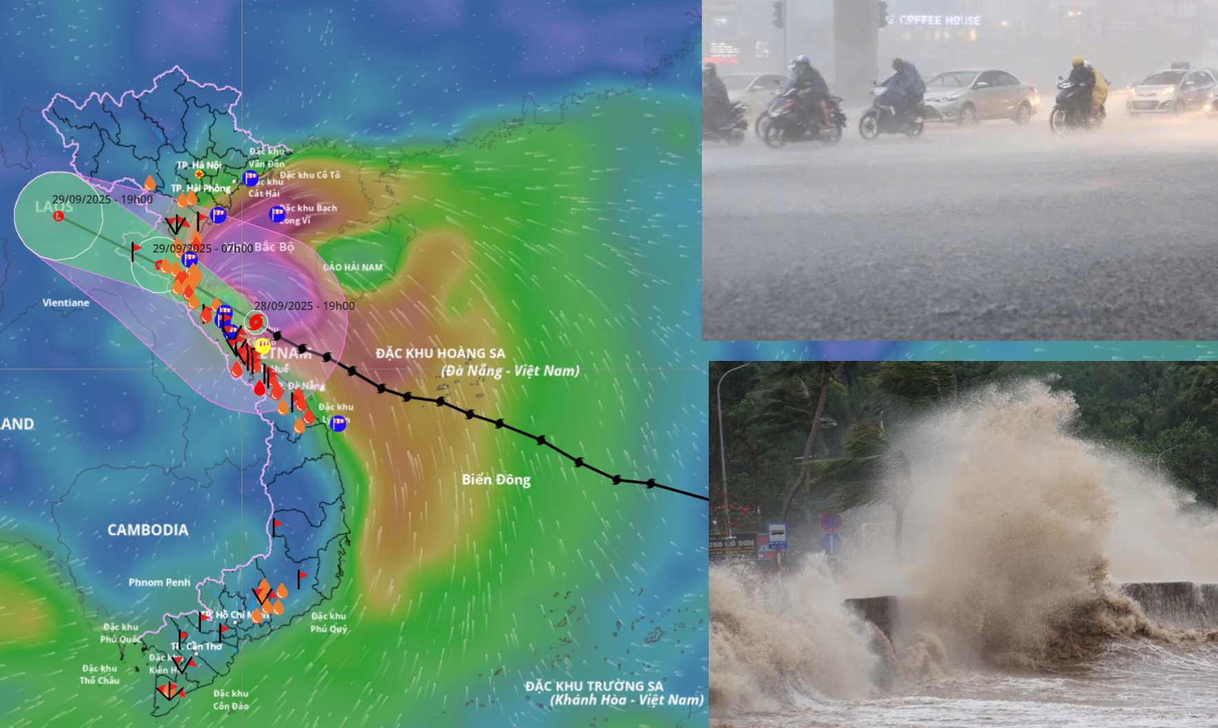 Storm No. 10 Bualoi will make landfall in the next 3 to 6 hours, causing heavy rain and strong winds from now until tomorrow morning, September 29. Storm location source: Vietnam Disaster Monitoring System