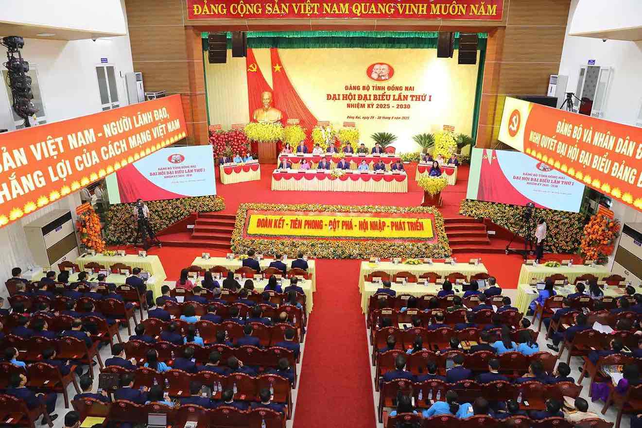 The first congress of the Dong Nai Provincial Party Committee, term 2025-2030, officially took place on the morning of September 29. Photo: HAC