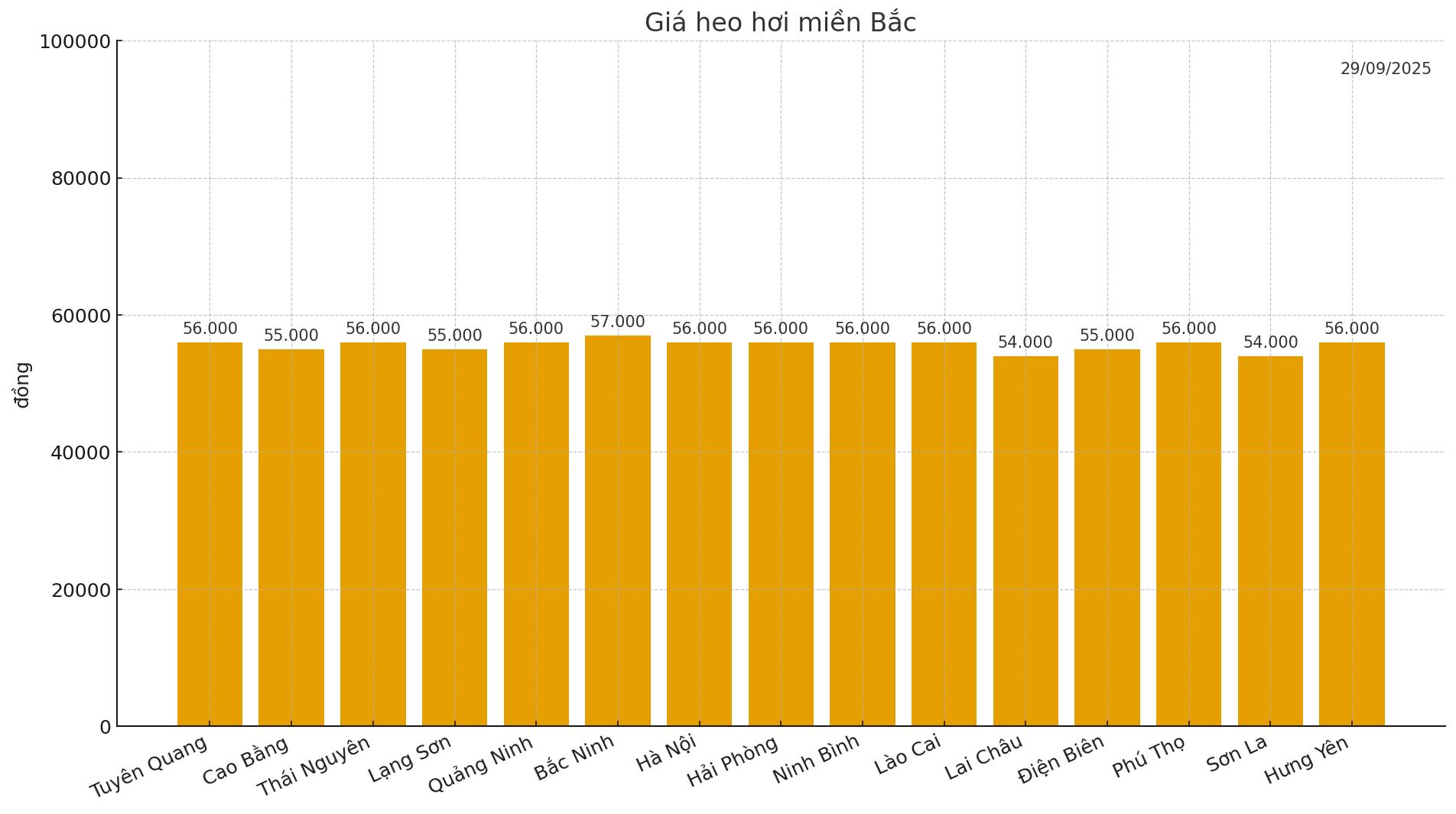 Gia heo hoi hom nay 29.9 tai mien Bac. Do hoa: Thuy Linh.