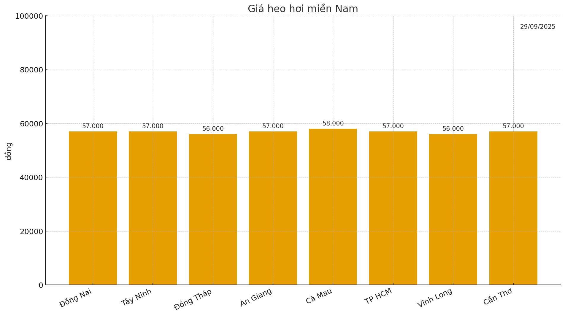Gia heo hoi hom nay 29.9 tai mien Nam. Do hoa: Thuy Linh.
