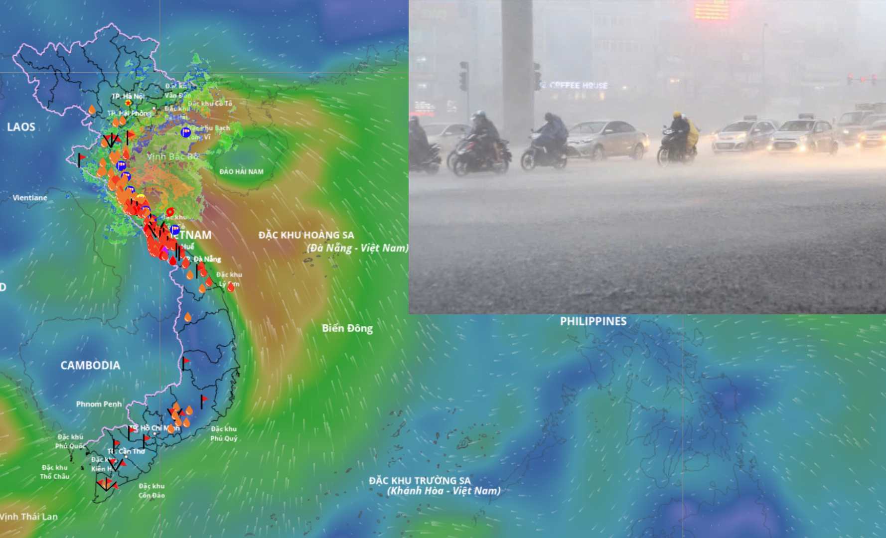Warning of the circulation of storm No. 10 Bualoi continuing to cause heavy rain in the North Central and Northern regions today, September 29. Source: Vietnam Disaster Monitoring System