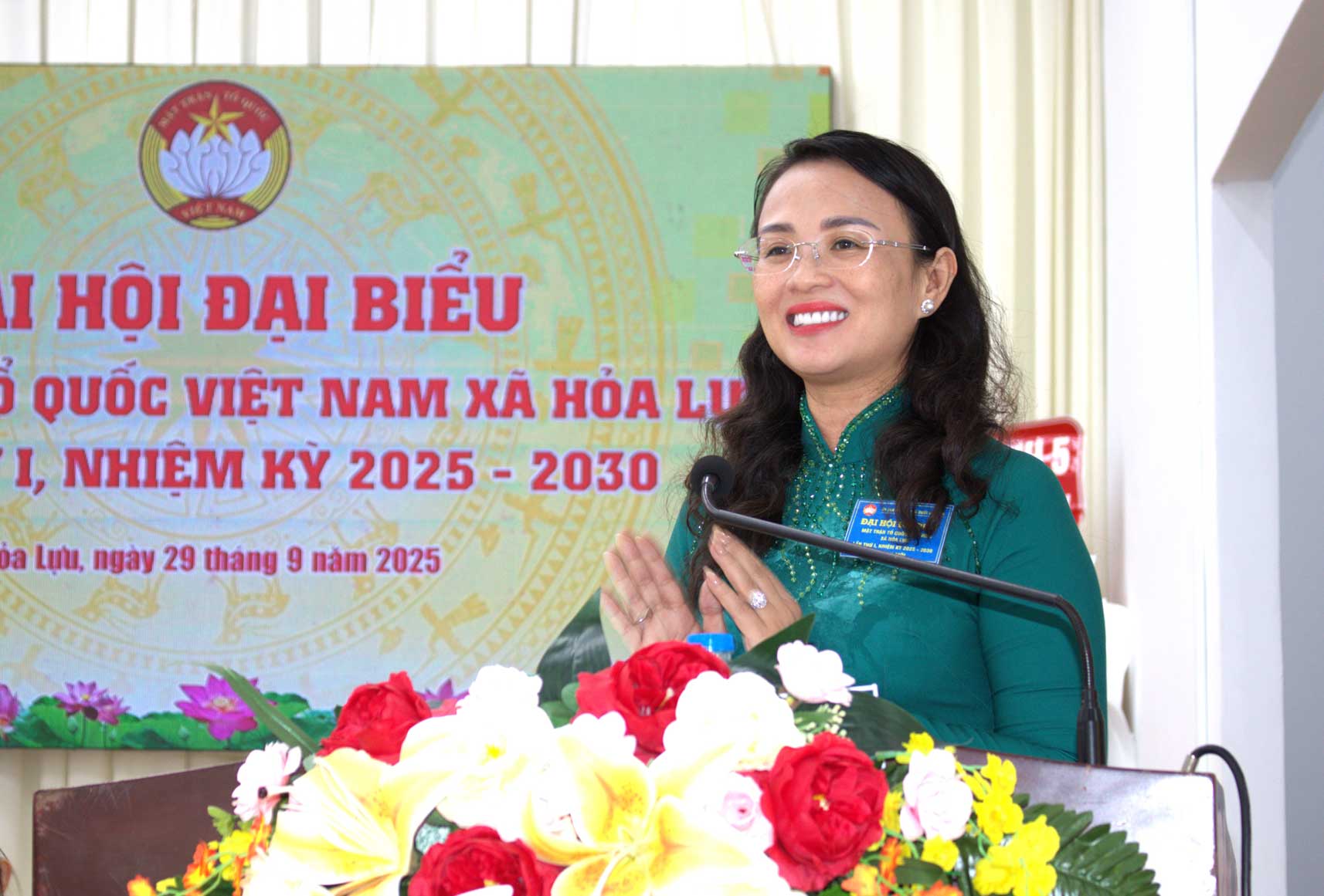 Ba Le Thi Suong Mai - Uy vien Ban Chap hanh Tong LDLD Viet Nam, Thanh uy vien, Pho Chu tich Uy ban MTTQ Viet Nam thanh pho, Chu tich LDLD TP Can Tho - phat bieu. Anh: Uy ban MTTQ Viet Nam TP Can Tho