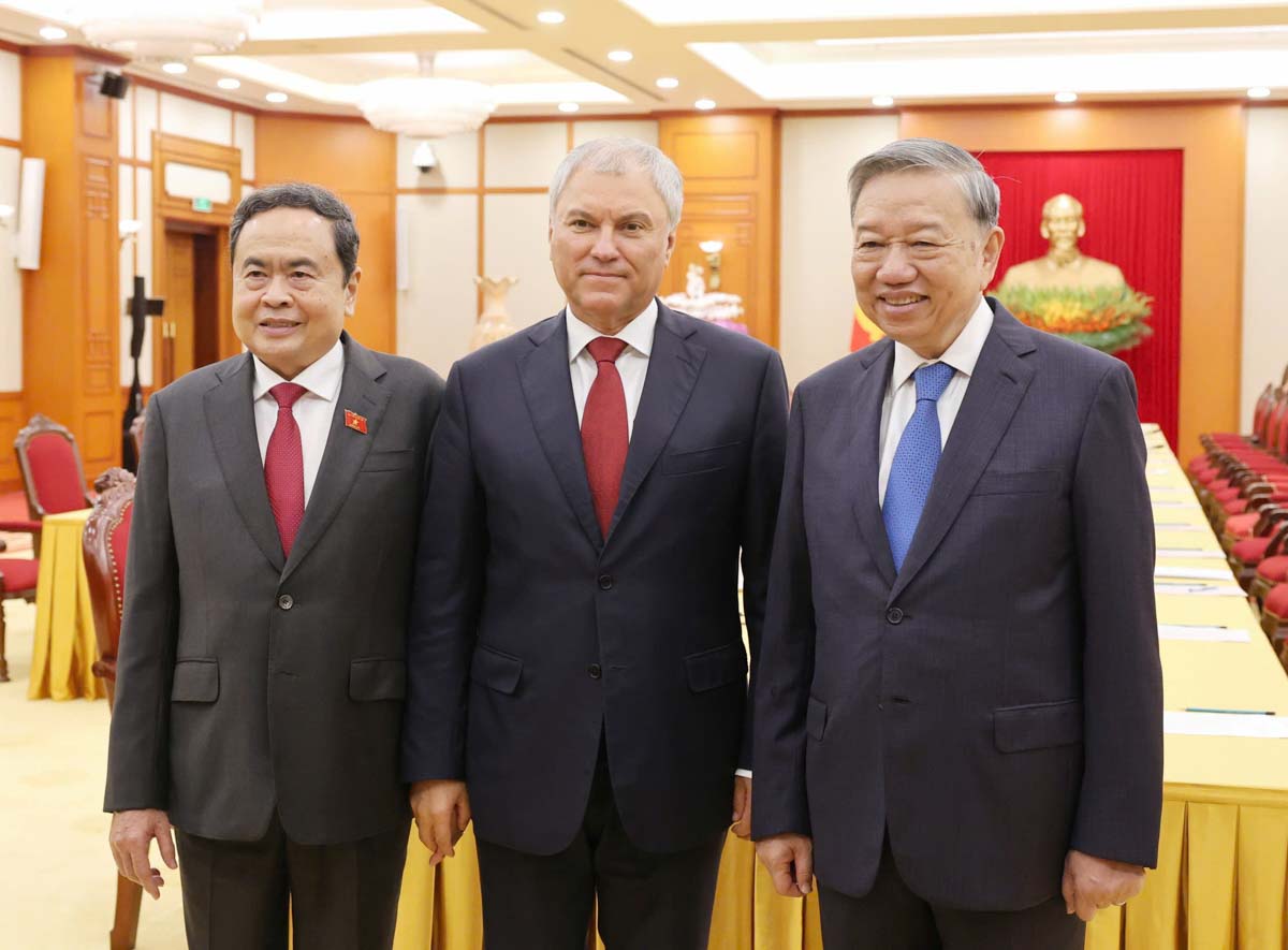 Tong Bi thu To Lam tiep Chu tich Duma Quoc gia Quoc hoi Lien bang Nga Vyacheslav Volodin. Anh: Hai Nguyen