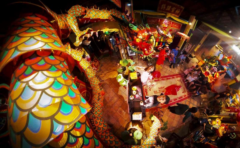 The space displaying models of ancient Mid-Autumn Lanterns was built by the Khoi Dang Tac Chi Vuon Group. Photo: tranduysca