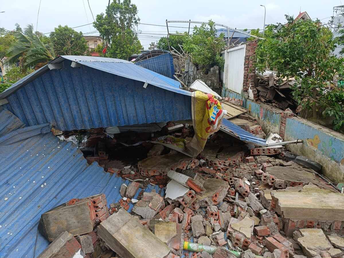 L'ecole maternelle de Hoa Binh a Hai Phong a ete gravement endommagee par les tornades. Photo fournie par l'ecole