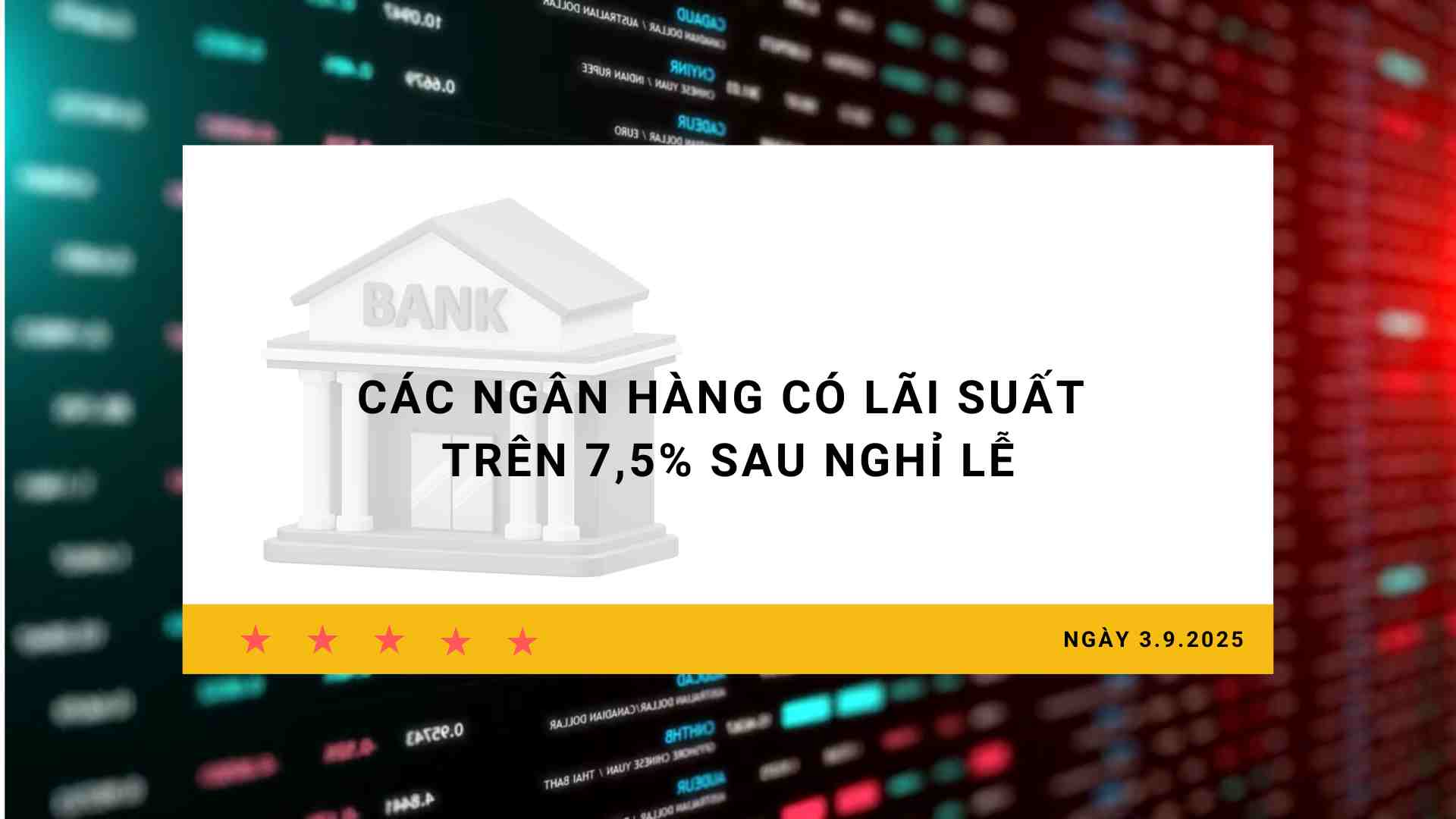 Interest rate 3.9: Banks have interest rates above 7.5% after holidays