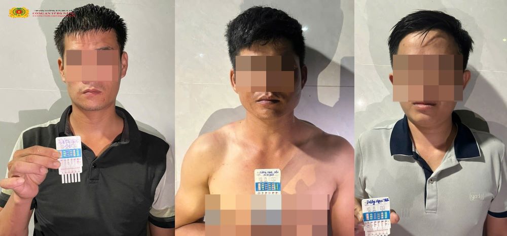 다낭에서 마약 사용 조직 혐의로 3명 현장 체포. 사진: 다낭시 공안