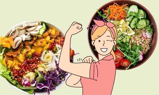 Những dưỡng chất không thể thiếu để duy trì sức khỏe cho phụ nữ ăn chay tuổi 30. Đồ họa: Hạ Mây