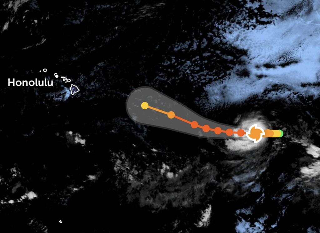 Pronostico de la trayectoria del tifon Kiko en el Pacifico. Foto: NOAA