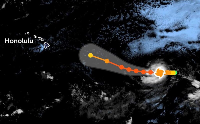 Forecast of the path of Hurricane Kiko in the Pacific Ocean. Photo: NOAA