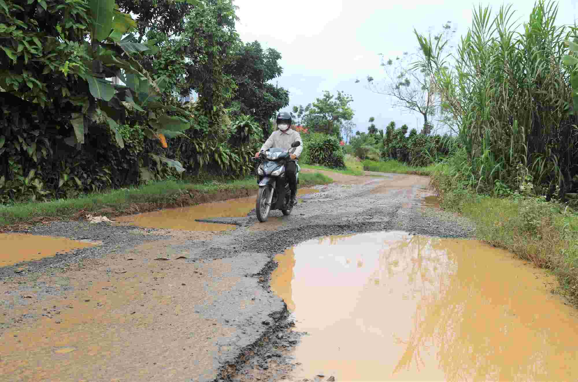 Mua mua, tuyen duong lien xa xuat hien nhieu o trau, o voi, tham chi bien thanh nhung ao nuoc lon. Anh: Lam Hong