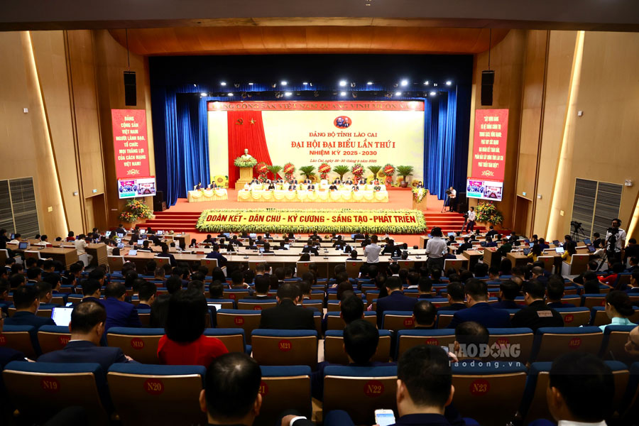 Dai hoi Dang bo tinh Lao Cai lan thu I, nhiem ky 2025-2030 dien ra tu ngay 28-30.9. Anh: Van Duc