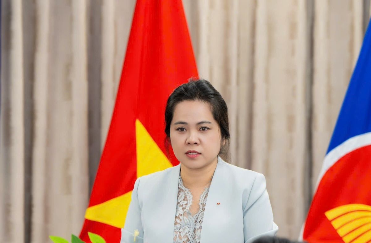 Tong Lanh su Viet Nam tai Fukuoka Vu Chi Mai phat bieu. Anh: Uy ban Nha nuoc ve nguoi Viet Nam o nuoc ngoai