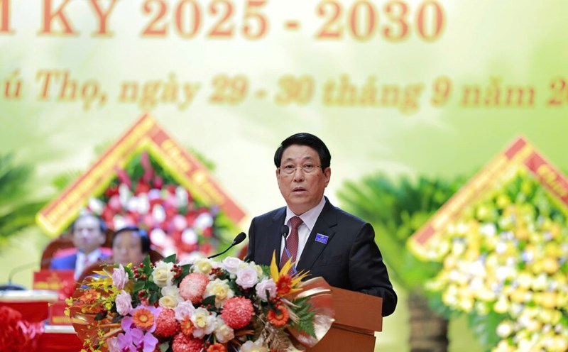 Chairman Luong Cuong attended and directed the 1st Phu Tho Provincial Party Congress, term 2025 - 2030. Photo: TTBC.