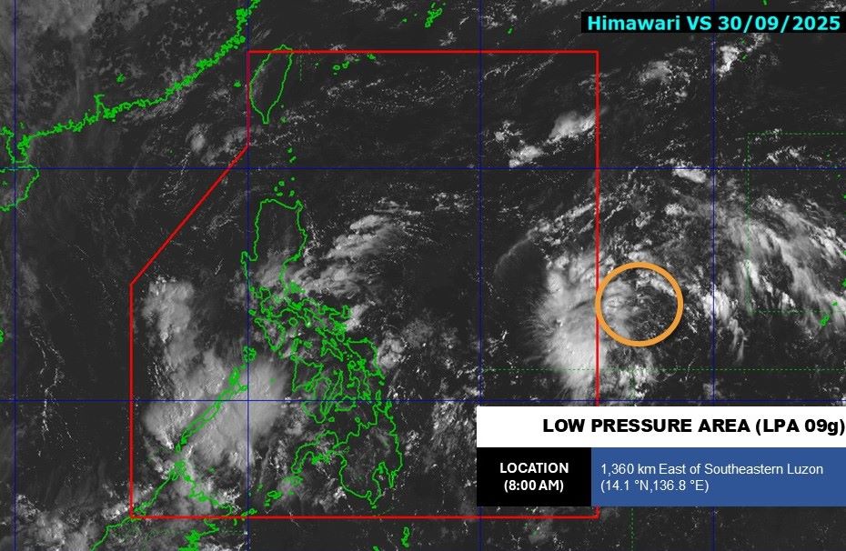 The low pressure near the Philippines on September 30 is forecast to strengthen into a storm in the next few days. Photo: PAGASA