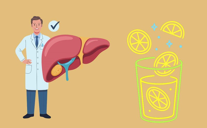 Drinking warm lemon water in the morning helps detoxify the liver effectively. Graphic photo: Huong Giang