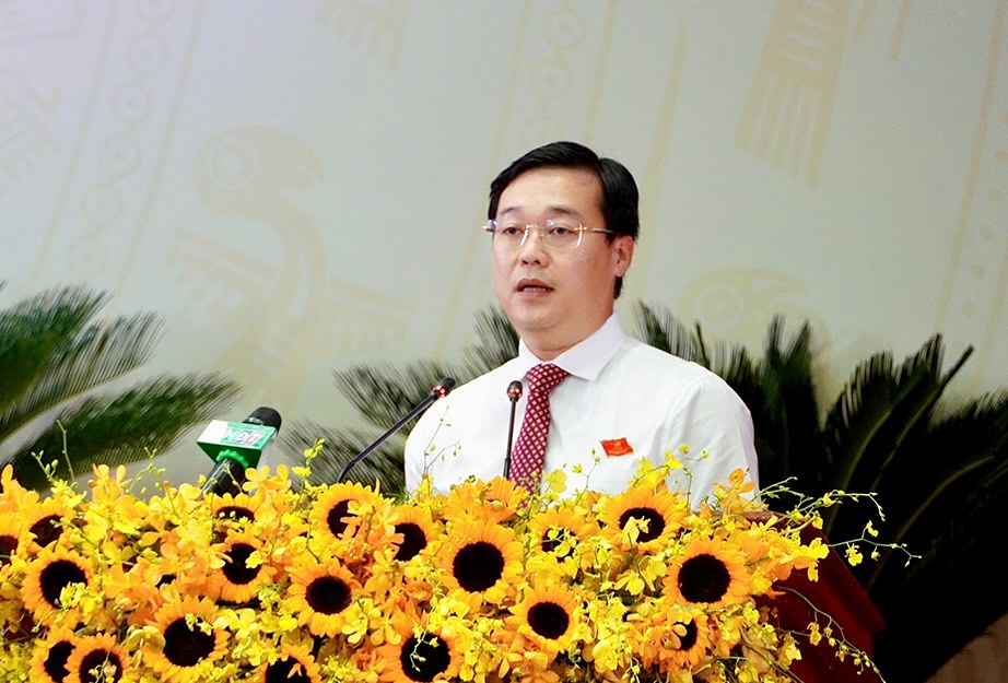 Dong chi Le Quoc Phong phat bieu be mac Dai hoi. Anh: Cong thong tin dien tu Dong Thap. 
