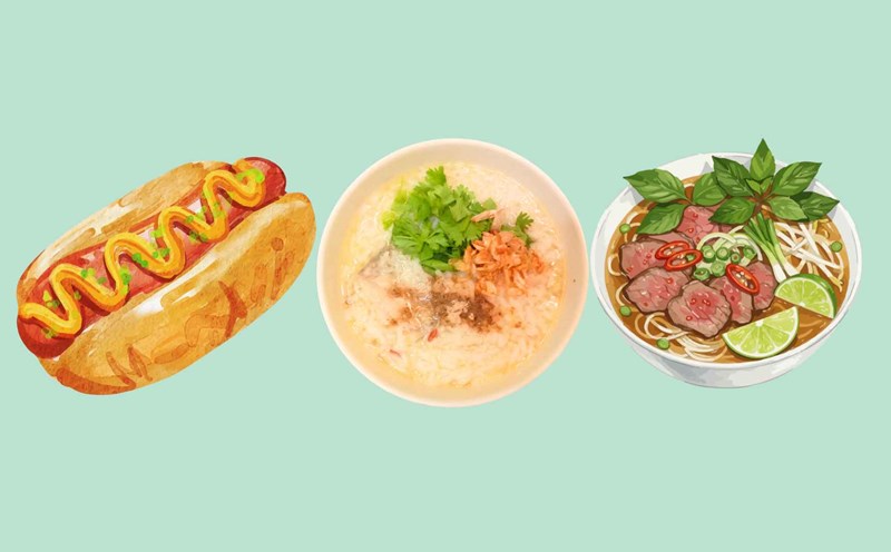 3 breakfast dishes that cause uric acid to spike. Graphic photo: Hoang Loc