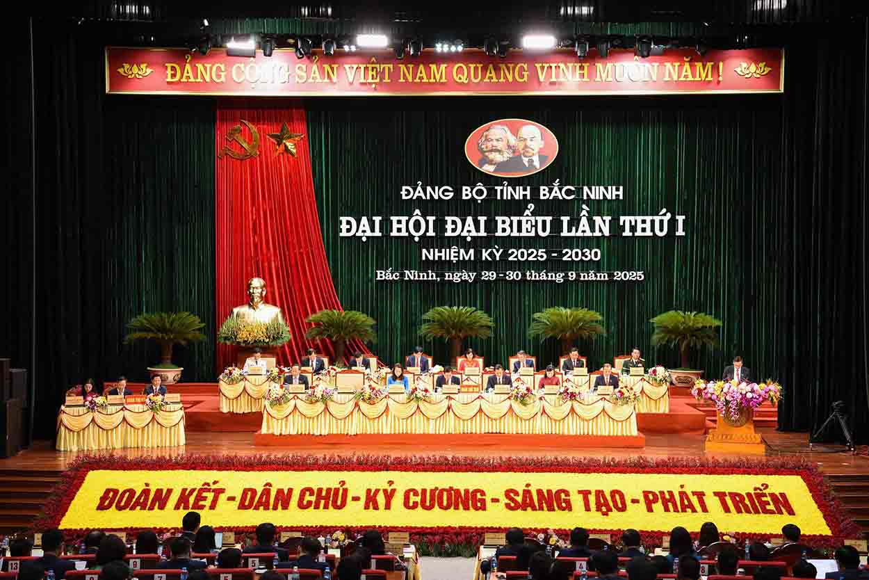 Overview of the 1st Congress of the Bac Ninh Provincial Party Committee, term 2025-2030. Photo: Van Truong