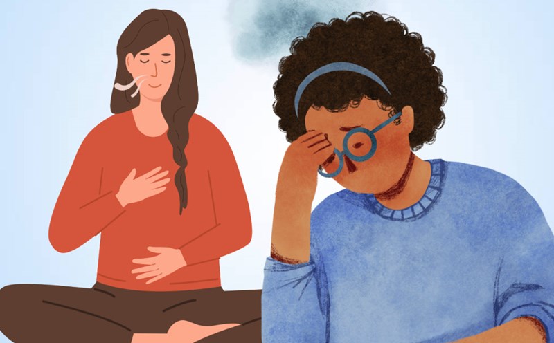 Proper breathing can immediately reduce stress. Graphics: Thien Nhan
