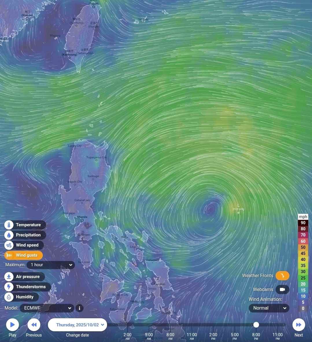 Du bao vi tri bao Paolo vao ngay 2.10. Anh: Philippine Daily Weather Update