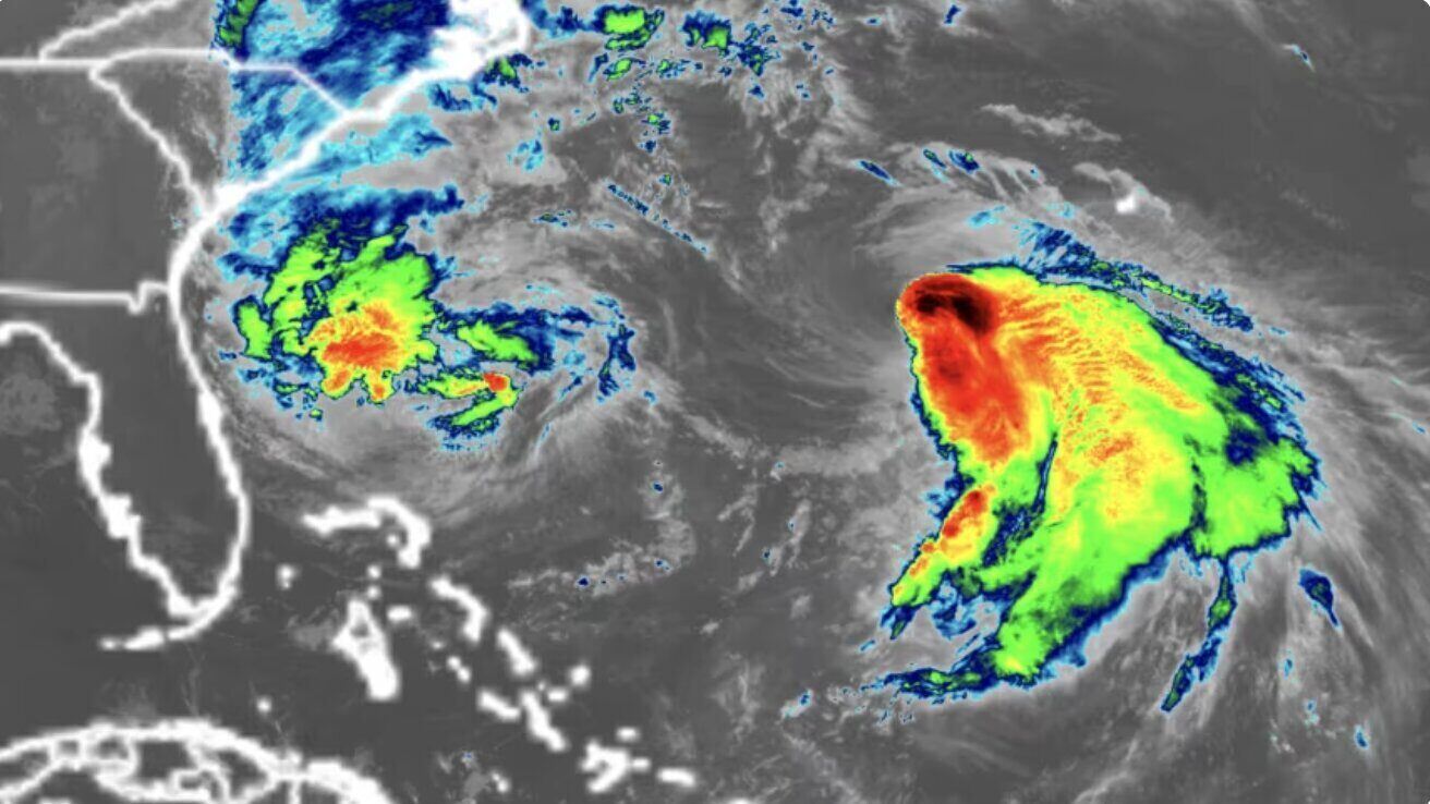 Satellite imagery shows Tropical Storm Imelda in the northern Bahamas. Photo: NOAA